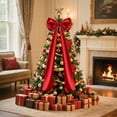 thumbnail image 3 of CoreLiving Extra Large Christmas Tree Bow Topper, 20x47 Inches Giant Big Red Bow, Wine Red Stain Christmas Wreath Bows for Tree Topper Door Wall Home Party Holiday Wedding Birthday Decorations, 3 of 7