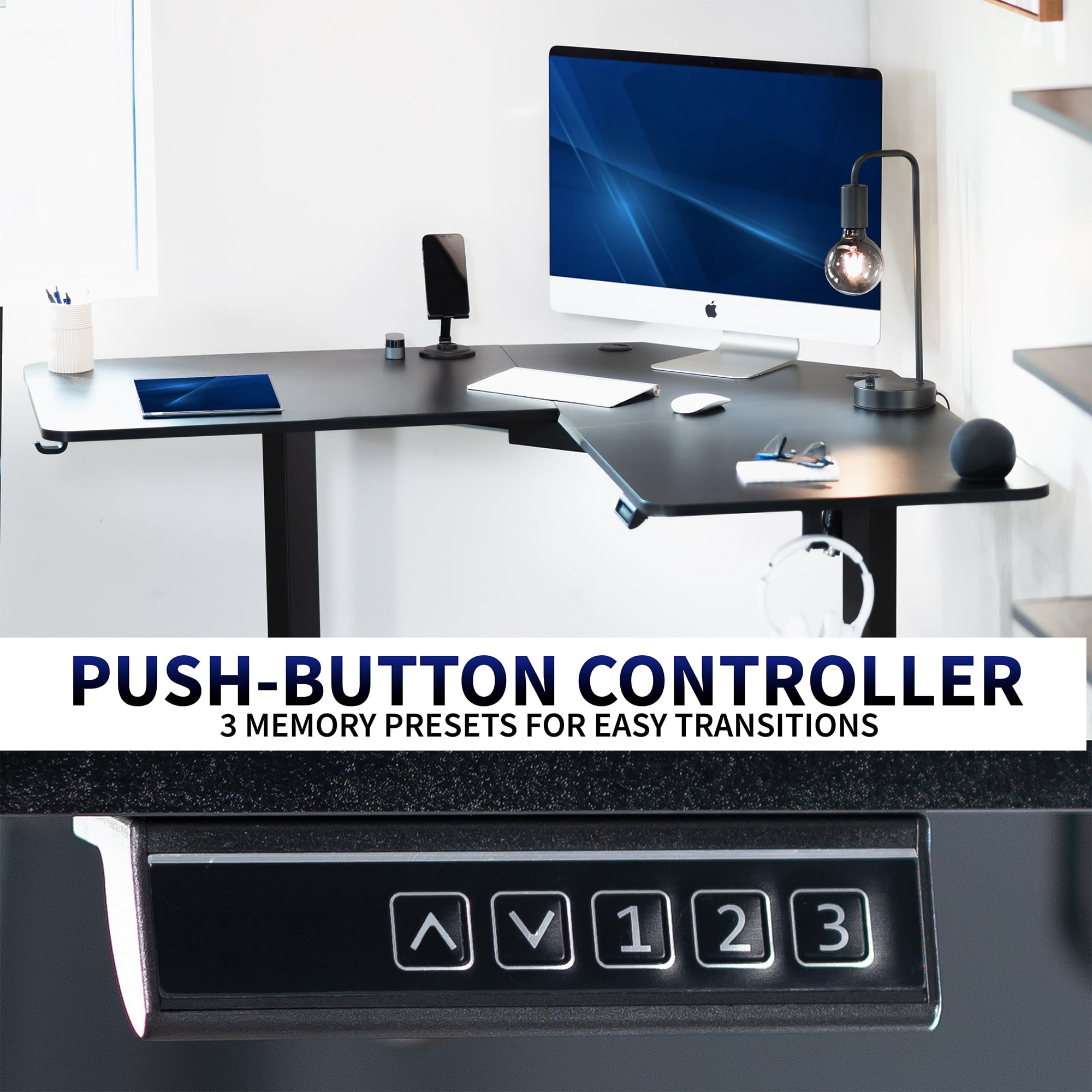 VIVO Black Electric 55" x 55" Corner Standing Desk, L-Shaped Workstation