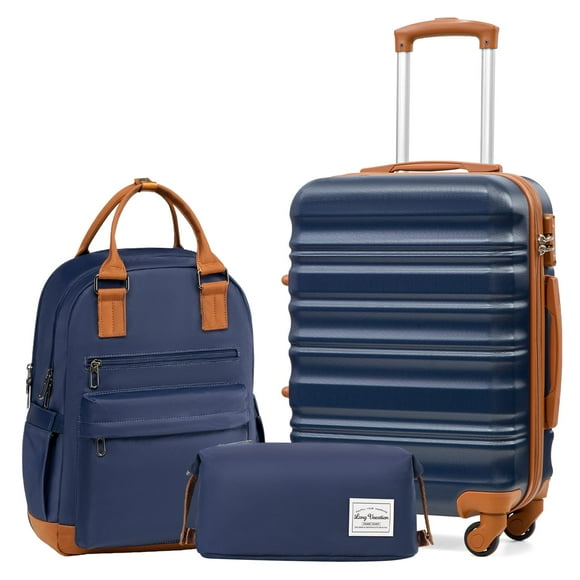 Juego de equipaje LONG VACATION, carcasa de plástico ABS de 3 piezas con cierre TSA