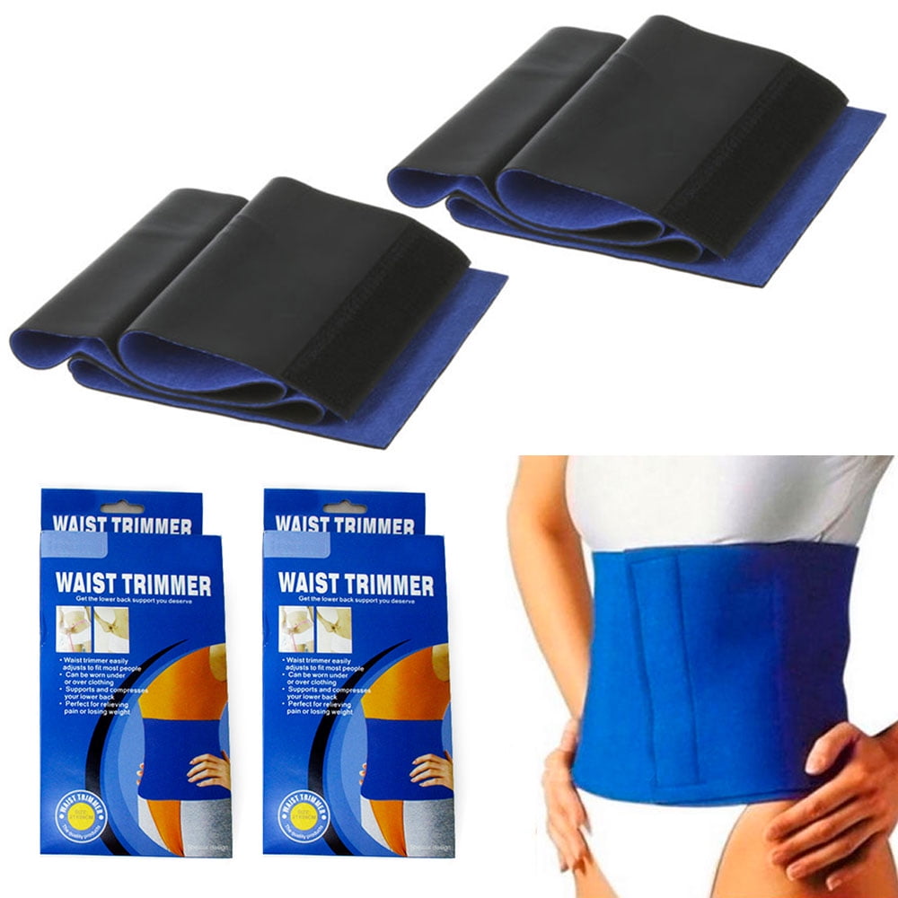 Sweat Waist Trimmer Belt Wrap Stomach Slimming Fat Burn Weight Loss Body Black 