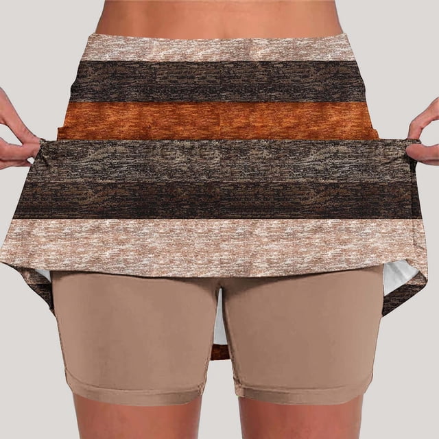 TaTaai Women High Waist Printed Yoga Shorts Skinny Jogger Skort with Pockets Polyester Soft Stretchy Breathable Summer Daily Casual Outdoor Wear Gift