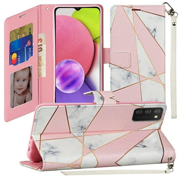 For Motorola Moto G Pure XT2163DL 2021 Wallet Cover Phone Case - Pink Marble