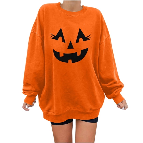Sudadera de manga larga informal con cuello redondo y estampado de Halloween para mujer Fridja hj2830