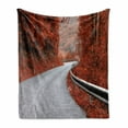 thumbnail image 1 of Fall Soft Flannel Fleece Throw Blanket, Dreamy Asphalt Road with Mid Autumn Colors Nobody Surreal Highway Travel, Cozy Plush for Indoor and Outdoor Use, 60" x 80", Orange Pale Grey, by Ambesonne, 1 of 6