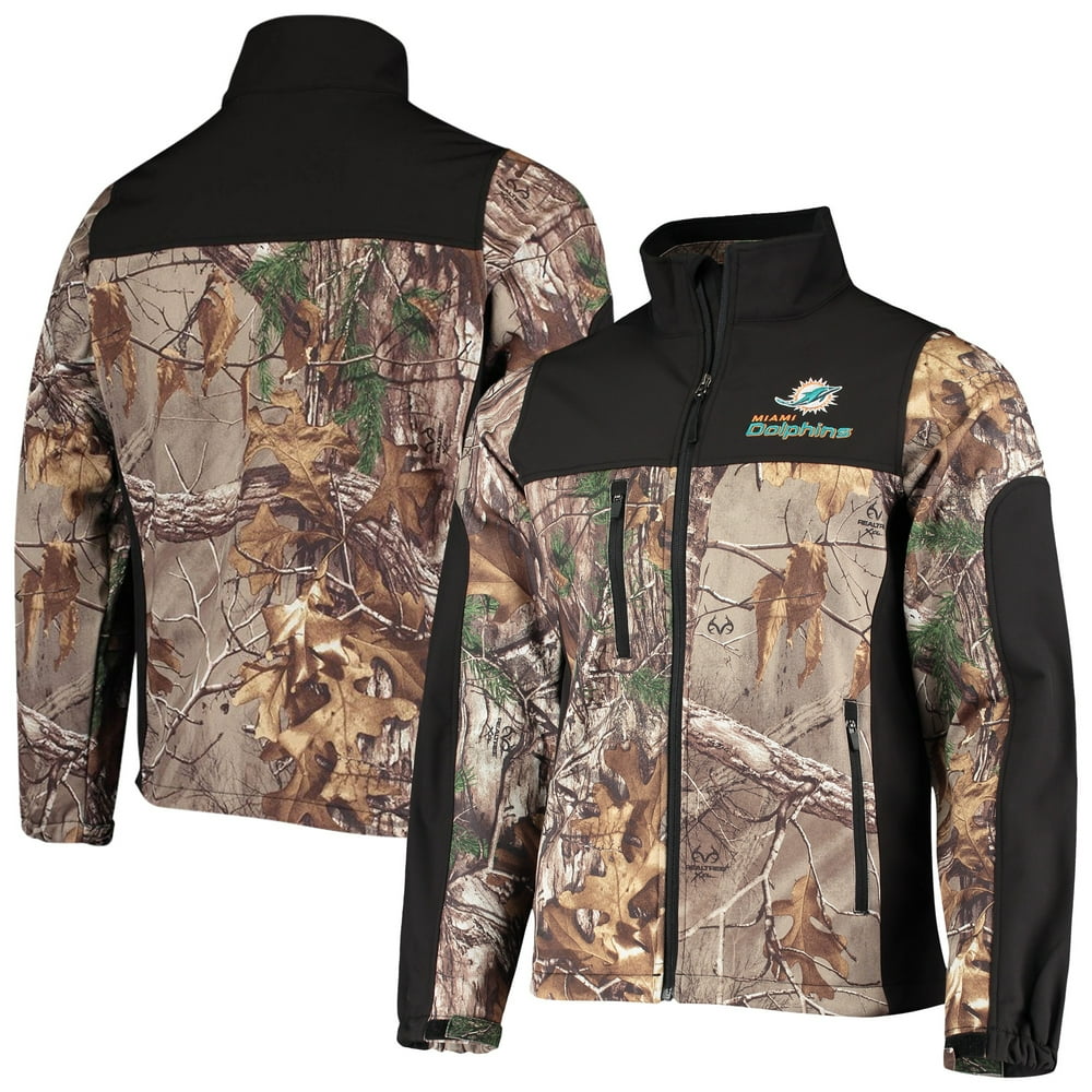 Miami Dolphins Hunter Softshell FullZip Jacket Realtree Camo/Black