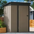 thumbnail image 6 of LACOO 3 x 5 ft. Patio Steel Storage Lockable Shed for Backyard, Mental Outdoor Storage Shed for Garden with Groove Roof, Brown, 6 of 10