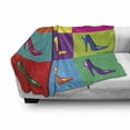 thumbnail image 3 of High Heels Soft Flannel Fleece Throw Blanket, Extremely Colorful High Heel Stiletto Shoes Sassy Retro Pop Art Illustration, Cozy Plush for Indoor and Outdoor Use, 50" x 60", Multicolor, by Ambesonne, 3 of 6