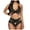 Black, variant on New Sexy Underwear Women Feel Lace Bikini Two Piece Set Women'S Sexy Pajama Shorts Plus Size Micro Bikini Womens Bodysuit Tummy ControlSuspender Hollowed-Out Crotch Jacquard One-Piece Mesh Sexylingeri