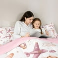 thumbnail image 4 of Homewish Pink Airplane 7-Piece Twin Bedding Sets,Cartoon Aircraft Bedding Comforter Set,Vintage Hot Air Balloon Sheet Sets For Girl Kids,Microfiber Bedroom Decor Reversible, 4 of 8