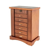 Large Wooden Jewelry Box Cabinet Storage Beauty 7 Drawers Case Christmas Gifts