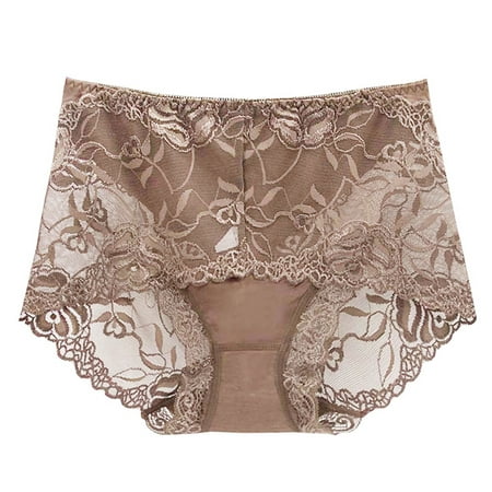

ZMHEGW 3 Packs Briefs For Women Mid High Waist Lace Panties Transparent Seamless Large Size Lift Underwear Women s Seamless