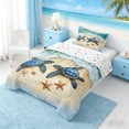 thumbnail image 2 of Manfei Watercolor Sea Turtle Twin Comforter Sets for Kids Boys and Girls, Coastal Beach Bedding Set, Stars Reversible 2 Pieces, 1 Comforter and 1 Pillowcase, 2 of 6