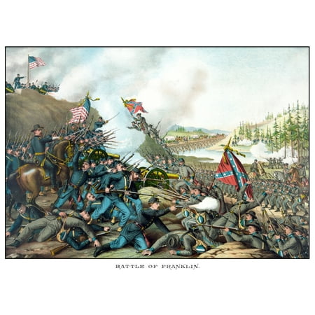Vintage Civil War print of the Battle of Franklin The battle was fought on November 30 1864 at Franklin Tennessee as part of the Franklin-Nashville Campaign Poster