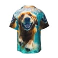 thumbnail image 6 of Daiia Dog Underwater Adventure Men's Linen Shirts Short Sleeve Casual Shirts Button Down Shirt for Men Beach Summer Wedding Shirt-Medium, 6 of 6