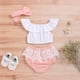 thumbnail image 5 of Qarigey Ropa de bebé, conjunto de camiseta de manga corta para niña, camiseta, pantalones cortos, calzoncillos, diadema conjuntos de ropa Blanco 80cm Qarigey AP003217-02, 5 of 6