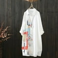 thumbnail image 4 of Fesfesfes Women Casual Dress Turn-down Collar Long Sleeve Printed Loose Buttons Shirt Dresses, 4 of 8