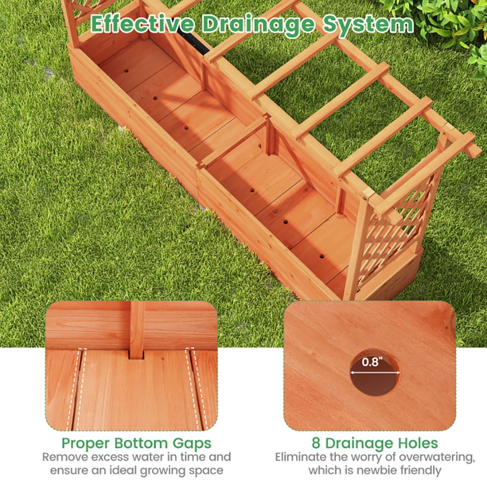 Spaco Raised Garden Bed with Side Trellis Hanging Roof and Planter Box-Orange, Outdoor Elevated Flower Box for Backyard/Patio/Gardener
