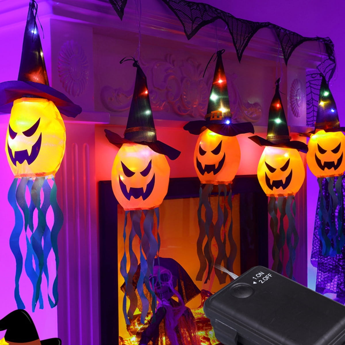 Everso Halloween Pumpkin Light LED Ghost Horrific Themed Light Battery