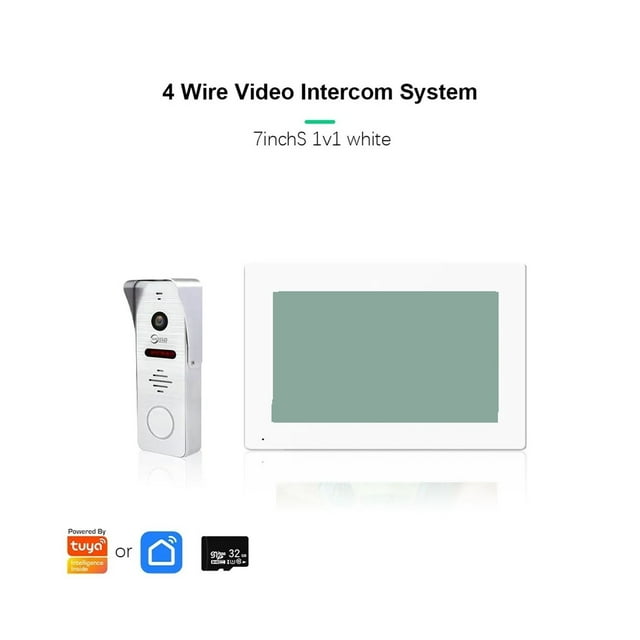 Metal Doorbell Video Intercom System For Home Tuya Smart Video Doorhpone Camera 160° 4-Wired 1080P Touch Monitor ,Smart Detection