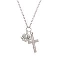 thumbnail image 2 of Delight Jewelry Medium Lotus Flower Be Strong and Courageous Engraved Cross Zoey Necklace, 28", 2 of 4