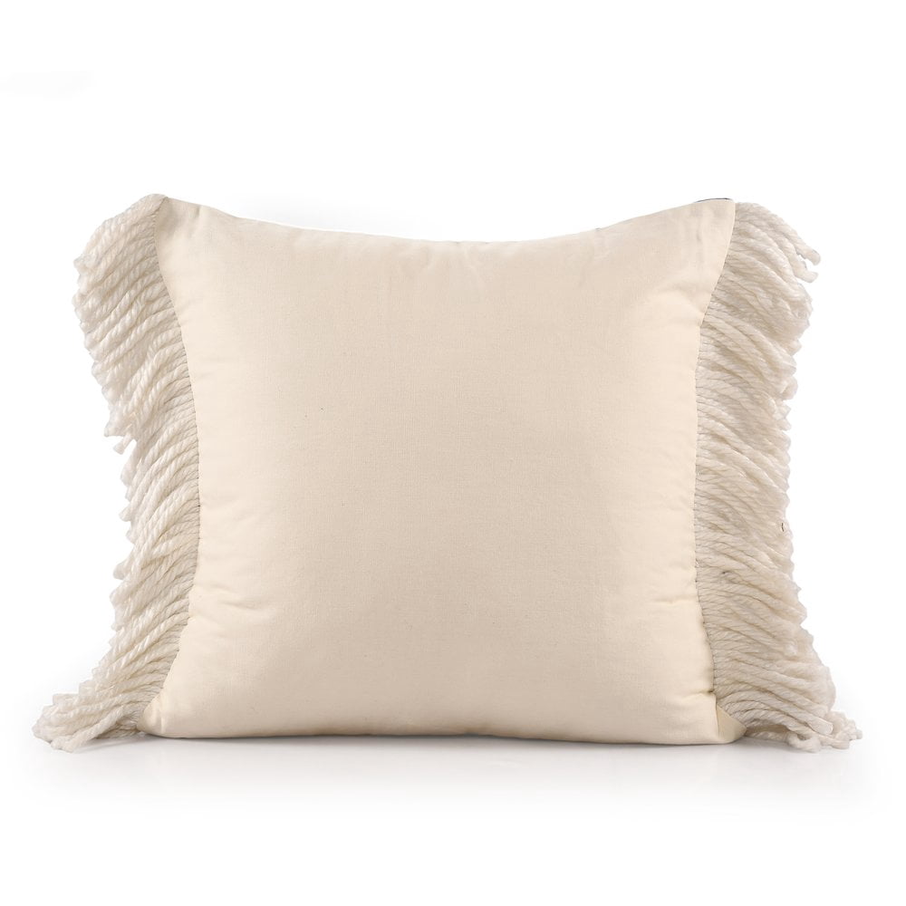 LR Home Denver Cotton Blend Poly Filled Pillow in Blue/Ivory, 20" x 20"