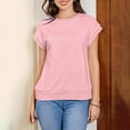 thumbnail image 5 of biudgviw Summer Tops for Women Boat Neck Loose Shirt Cap Sleeve Solid Color Tee Comfortable Lightweight Tunic Blouse, 5 of 6