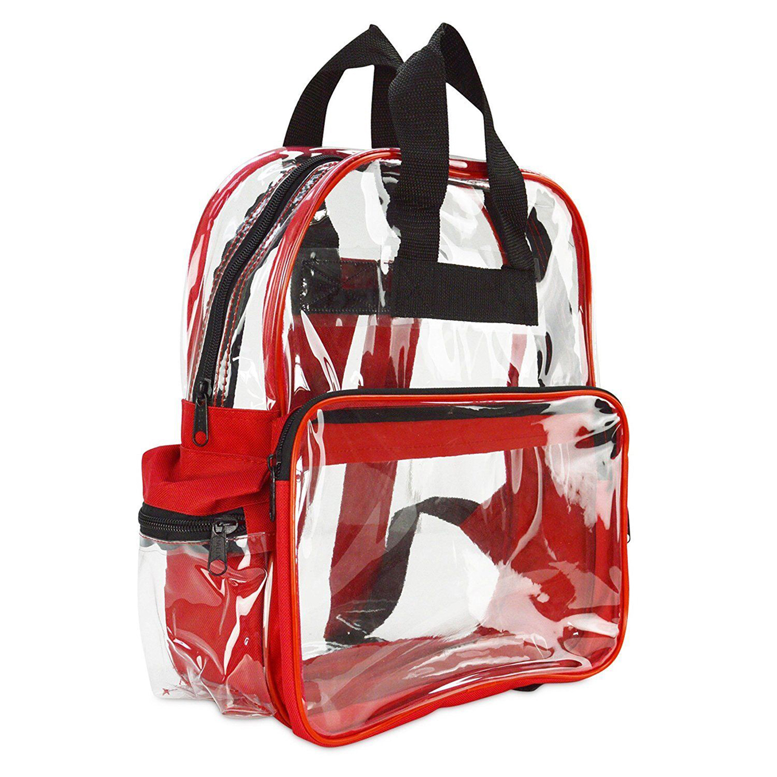 Clear Backpack Camping Hiking Daypacks NFL Sports Events Approved Backpack, Music Events Backpack, Custom Clear CBP School Backpack Transparent Backpacks, Laptop Backpack (Clear - 15") Red/Clear - image 1 of 6
