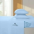 thumbnail image 3 of Couture Charm Authentic Heavy Quality 1000-TC Combed Cotton Full Size 4-Pcs Sheet Set Fits Upto 14-18" Deep Pocket (Solid, Light Blue), 3 of 4