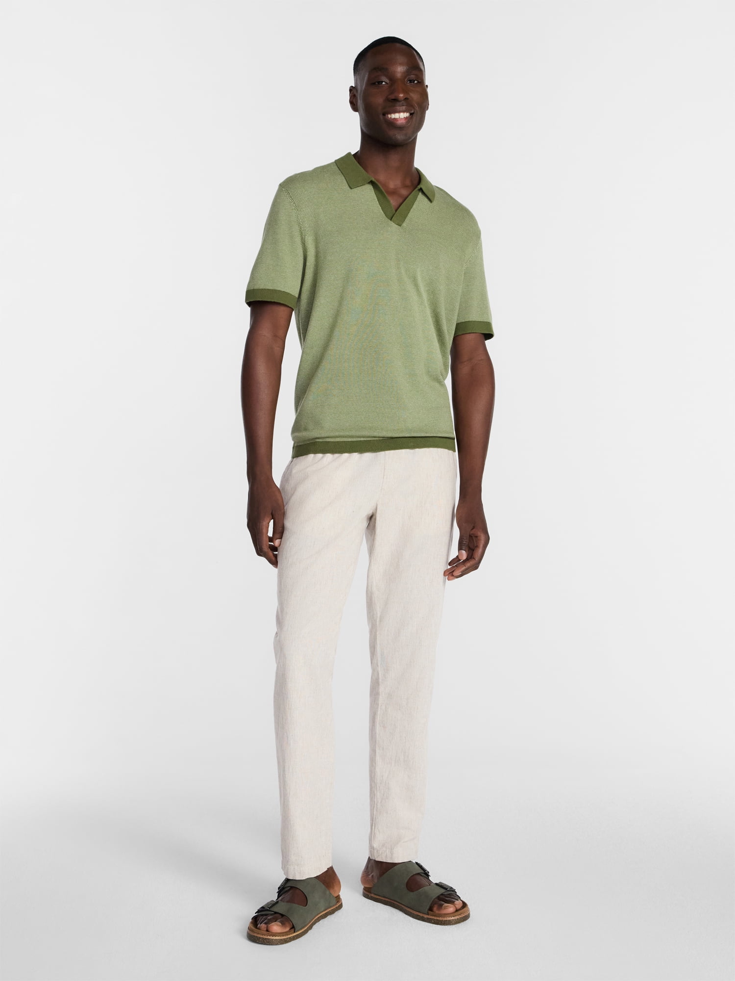 George Men's Knit Johnny Collar Polo Shirt, Sizes S-5XL