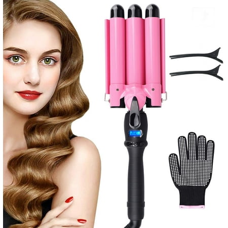 3 Barrel Curling Iron, Hair Waver Crimper Hair Iron - Beach Waves Hair