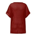 thumbnail image 5 of HJYCHN T-Shirts pour Femmes Été Décontracté Haut en Tricot Blouse de Plage Cache-Maillot Col Rond T-Shirt Uni Hauts pour Femmes Manches Courtes Rouge P, 5 of 5