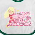 thumbnail image 4 of Inktastic These Fools Put My Cape on Backwards&reg; Pink Superhero Edition Girls Baby Bib, 4 of 4