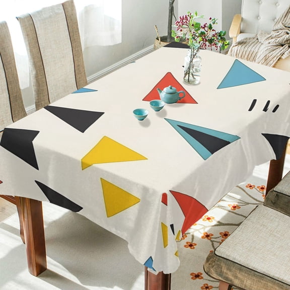 Yayeee Tablecloths 54" x 54" Rectangle Wrinkle Resistant Party Table Cover, Beige Triangles