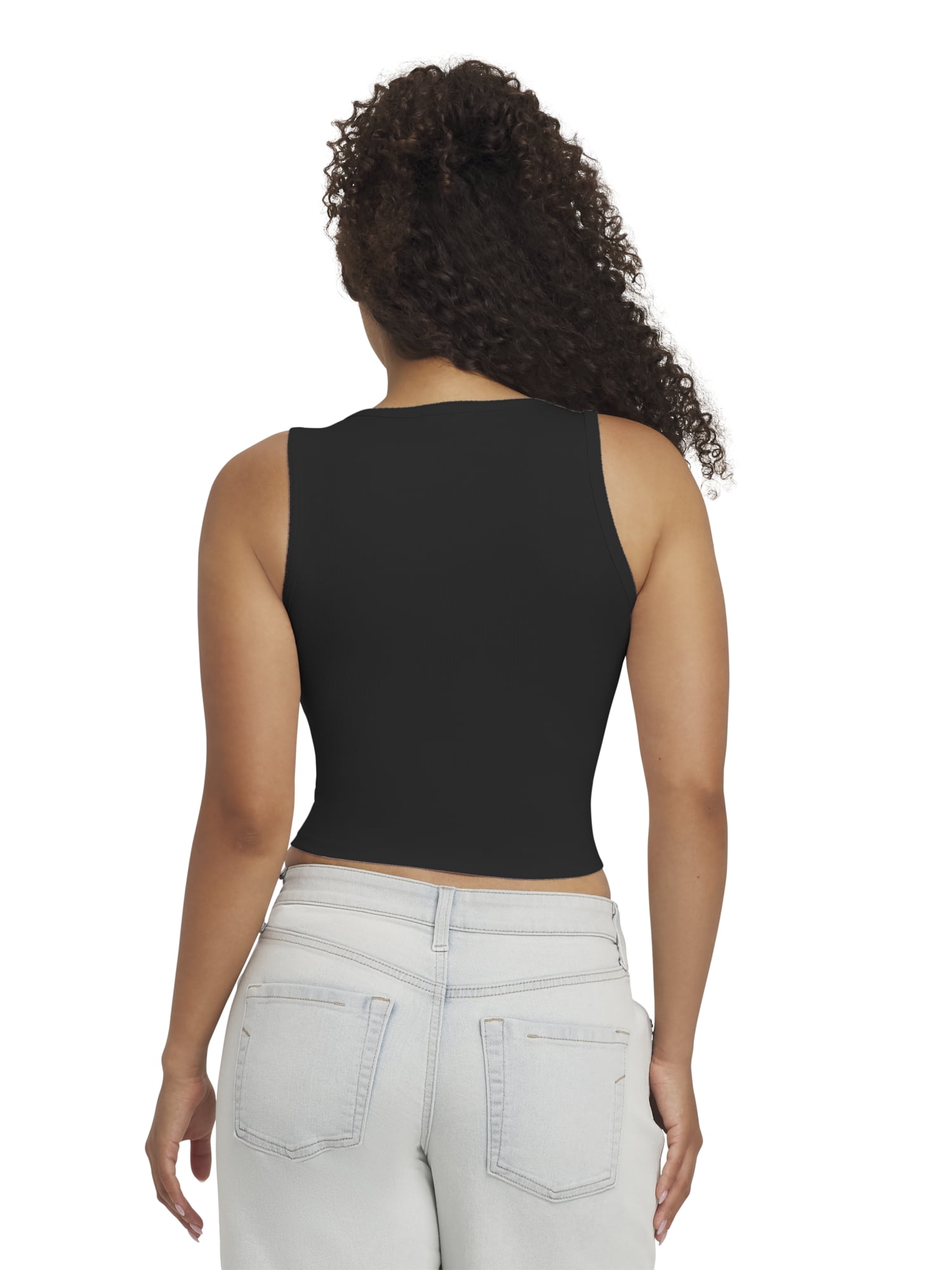 Mills by Millie Bobby Brown Women's Sleeveless Rib Deep V-Neck Tank Top, Sizes XXS-XXL
