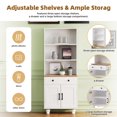 thumbnail image 4 of 62.9-Inch Tall Storage Cabinet, Modern Kitchen Pantry Cabinet with Adjustable Shelves and Gourd-Shaped Legs, 3 Tier Open Shelf & 1 Drawer & Bottom Storage Cabinet for Living Room, White, 4 of 9