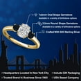 thumbnail image 2 of Gem Stone King 18K Yellow Gold Plated Silver DEF Lab Grown Diamond and Black Onyx Engagement Ring for Women | 0.96 Cttw | Oval 7X5MM | Gemstone April Birthstone | Size 9, 2 of 6
