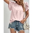 thumbnail image 2 of Alsol Lamesa V Neck T-Shirts Tops for Women Summer Ruffle Short Sleeve Polka Dot Casual Womens Shirts, 2 of 6