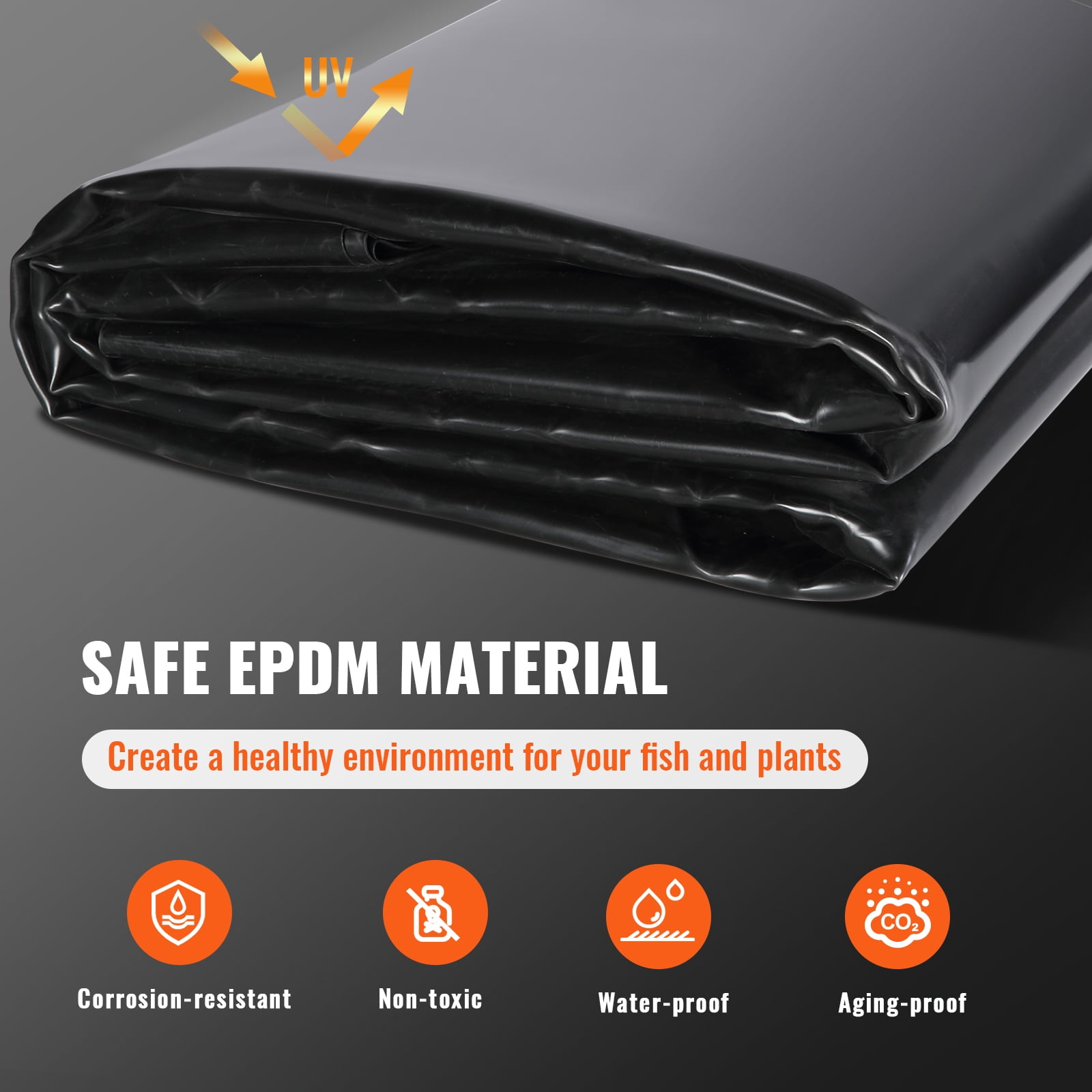KFFKFF Pond Liner Fish Liner 15 x 20 ft 45 Mil EPDM Easy Cutting Underlayment