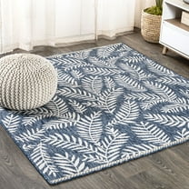 JONATHAN Y SANTA MONICA 6' Square Area Rug, Nevis Palm Frond - Navy/Ivory, SMB119B-6SQ