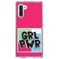 thumbnail image 1 of DistinctInk Clear Shockproof Hybrid Case for Samsung Galaxy Note 10 (6.3" Screen) - TPU Bumper, Acrylic Back, Tempered Glass Screen Protector - Girl Power - GRL PWR - Pink Background, 1 of 1