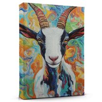 Goat Black White Nubian Canvas Wall Art Animal Decor, Goat Black White Nubian Canvas Prints Wild Animal Artwork for Living Room Bedroom Office 190HD410