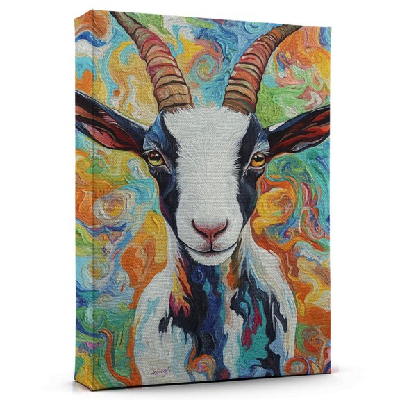Goat Black White Nubian Canvas Wall Art Animal Decor, Goat Black White Nubian Canvas Prints Wild Animal Artwork for Living Room Bedroom Office 190HD410