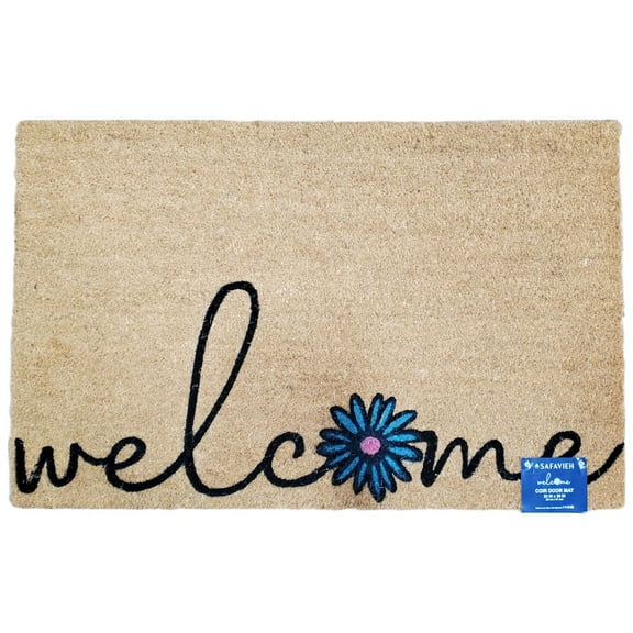 Safavieh Welcome Coir Door Mat, 23" x 36", Natural/Black