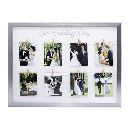 Kate & Milo Keepsake 'Our Wedding Day' Collage Picture Frame, Wedding Gift, Newlywed Gift, Silver