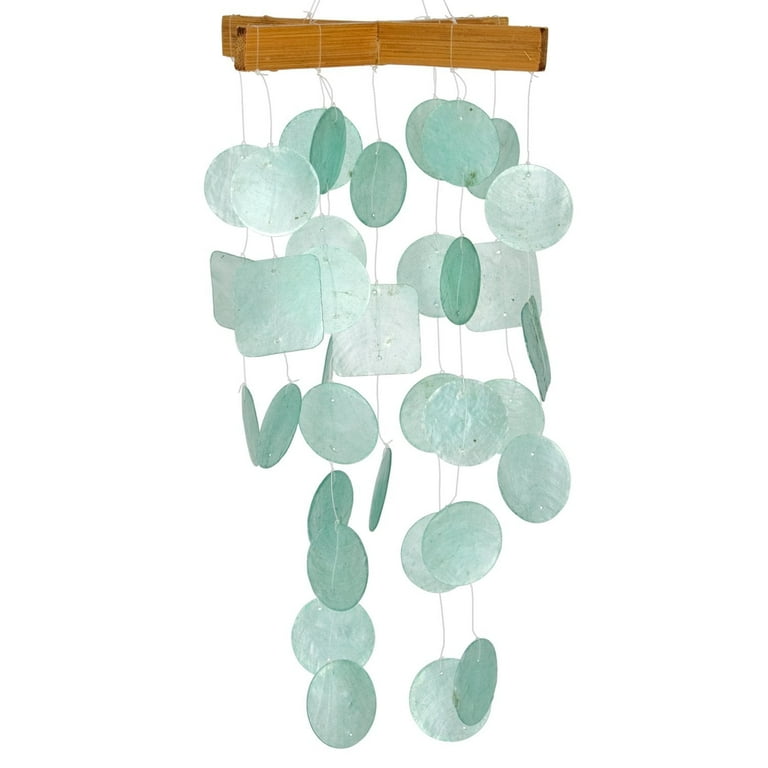 Woodstock Windchimes Mini Capiz Chime Aqua, Wind Chimes For