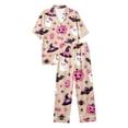 thumbnail image 5 of CONZONE Halloween Pajamas for Women Set Short Sleeve Button Down Graphic Tops Pants Pjs 2 Piece Spooky Season Sleepwear, 5 of 5