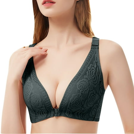 

Dezsed Women s Full Figure Beauty Back Smoothing Bra Clearance Woman s Fashion Front Closure Rose Beauty Back Wire Free Push Up Hollow Out Bra Underwear Green M