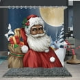 thumbnail image 4 of Black Santa Shower Curtain, Christmas Claus Merry Xmas Pattern Snowflake Pine Tree Holiday Bath Curtain Waterproof Fabric with Hooks for Home Decor, 72Wx72H, 4 of 6