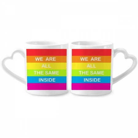 

Rainbow Transgender LGBT Couple Porcelain Mug Set Cerac Lover Cup Heart Handle