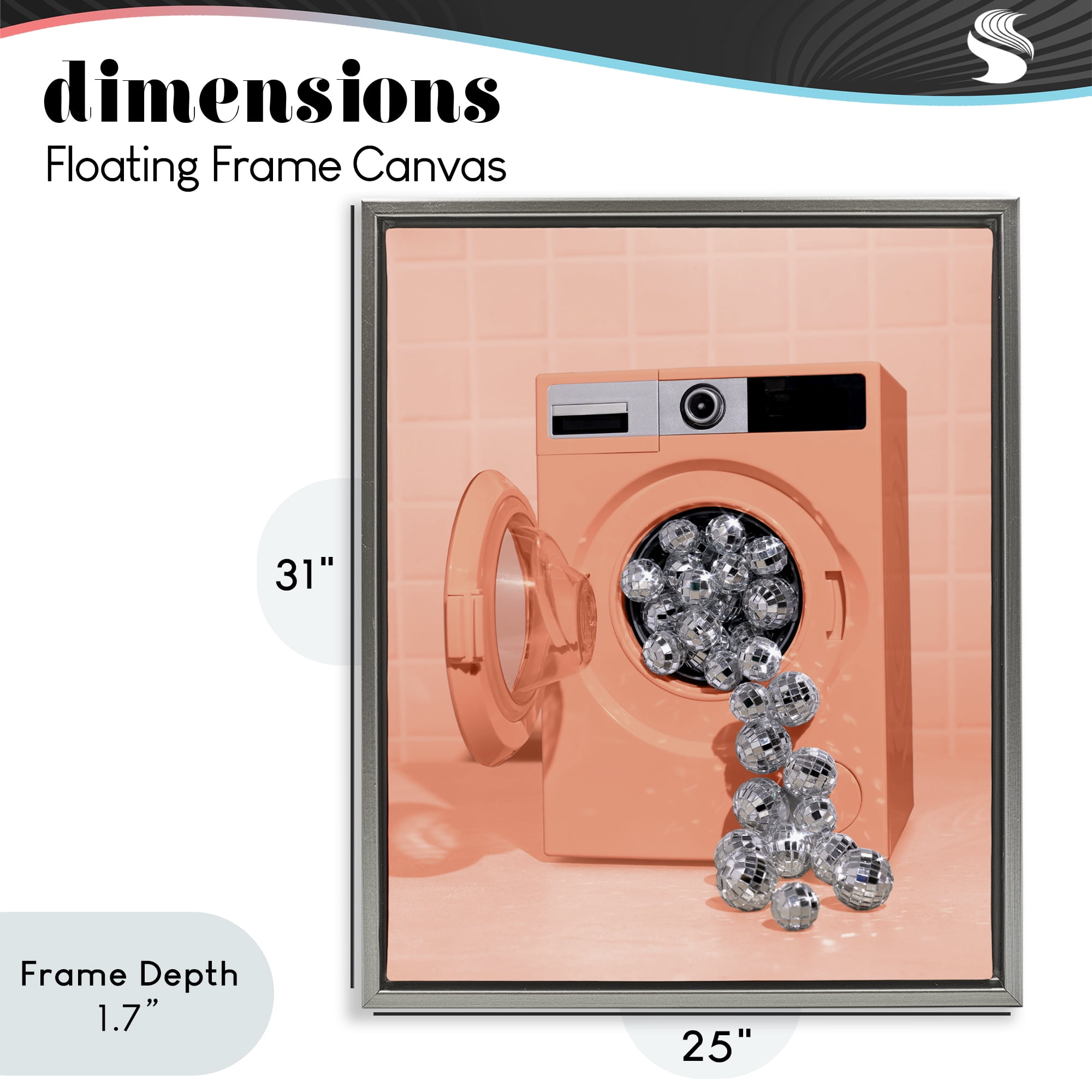 Stupell Industries Disco Laundry Machine over Orange Gray Framed Floater Canvas Wall Art, design by LISH Creative